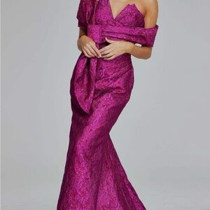 Jovani One Shoulder Magenta Dress
